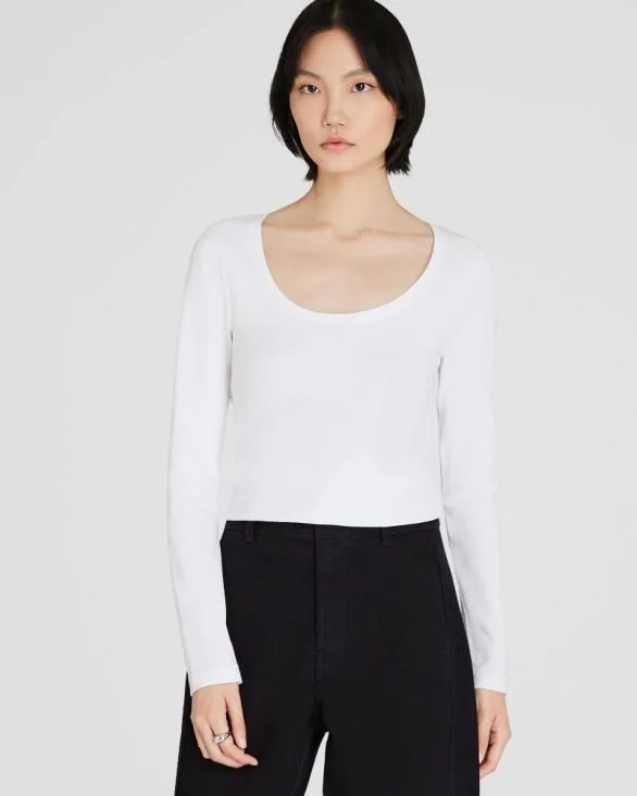 Club Monaco Tees Bowee LongSleeve Scoop Neck Tee White 8211 Women