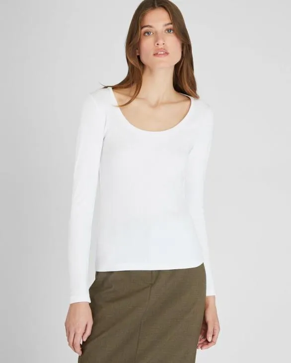 Club Monaco Tees Bowee LongSleeve Scoop Neck Tee White 8211 Women