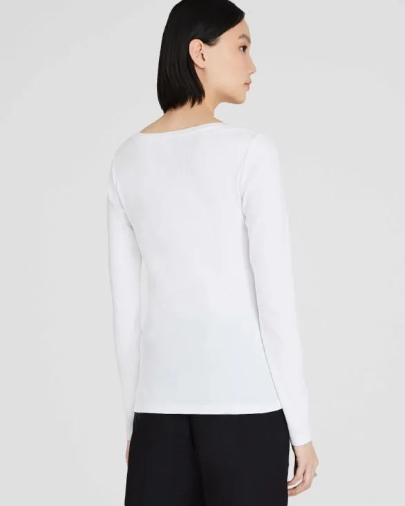 Club Monaco Tees Bowee LongSleeve Scoop Neck Tee White 8211 Women
