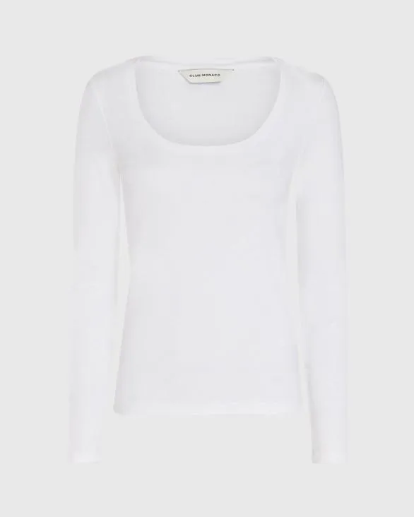 Club Monaco Tees Bowee LongSleeve Scoop Neck Tee White 8211 Women