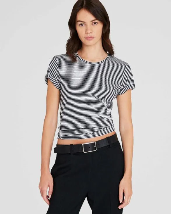 Club Monaco Tees The Striped Crew Neck Tee White Base Stripe 8211 Women