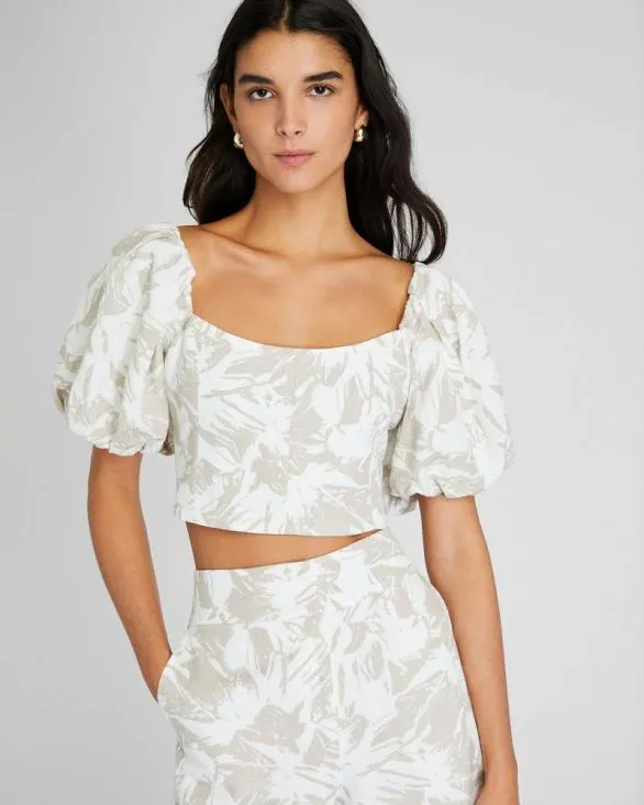 Club Monaco Tops Balloon Sleeve Crop Top Oatmeal Base 8211 Women