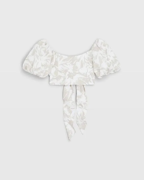 Club Monaco Tops Balloon Sleeve Crop Top Oatmeal Base 8211 Women