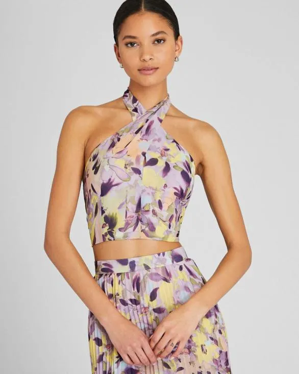 Club Monaco Tops Georgette Tie Halter Top Purple Base 8211 Women