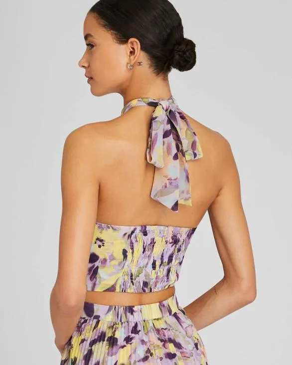 Club Monaco Tops Georgette Tie Halter Top Purple Base 8211 Women