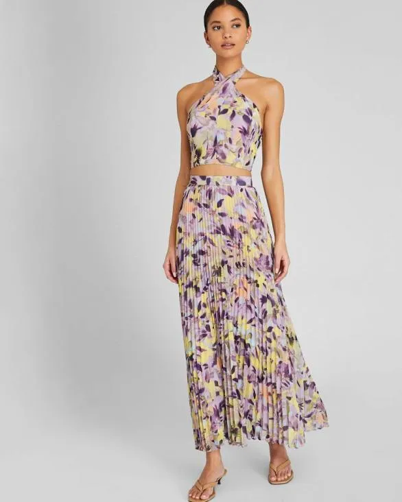 Club Monaco Tops Georgette Tie Halter Top Purple Base 8211 Women