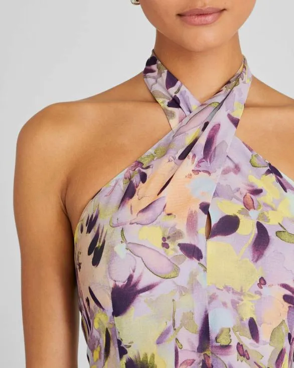 Club Monaco Tops Georgette Tie Halter Top Purple Base 8211 Women