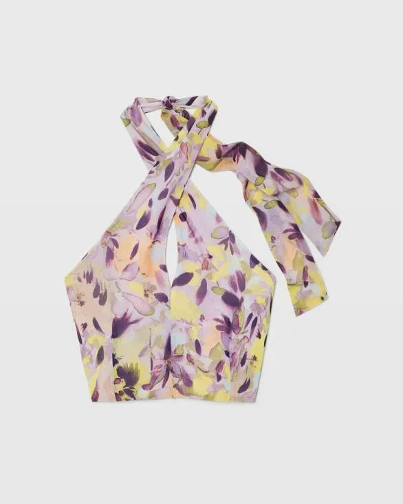 Club Monaco Tops Georgette Tie Halter Top Purple Base 8211 Women