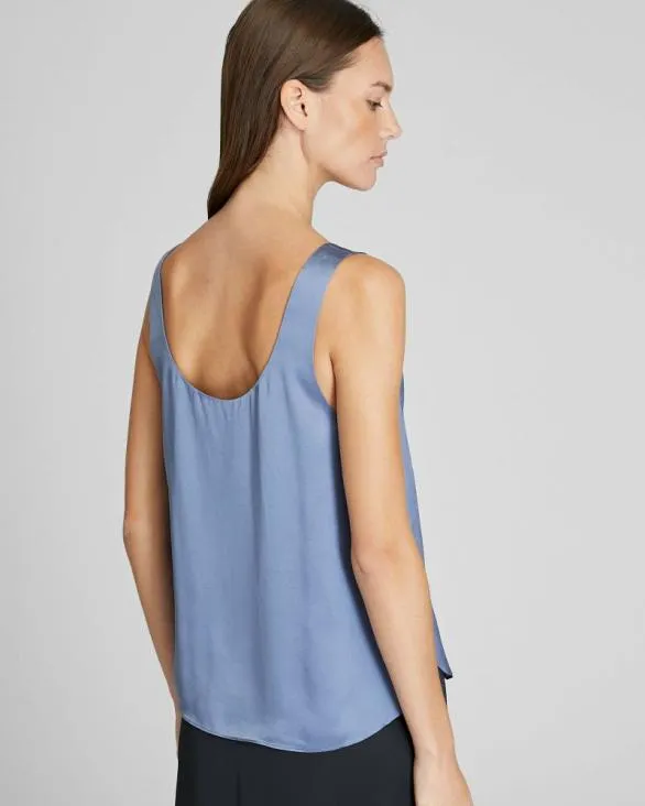 Club Monaco Tops Luxe Silk Scoop Neck Top Blue 8211 Women