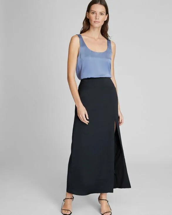 Club Monaco Tops Luxe Silk Scoop Neck Top Blue 8211 Women