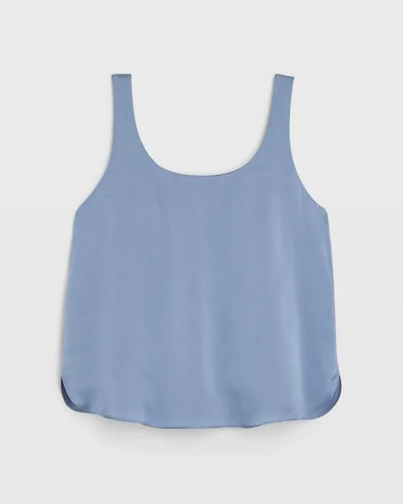 Club Monaco Tops Luxe Silk Scoop Neck Top Blue 8211 Women