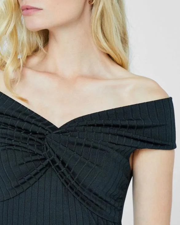 Club Monaco Tops Open VNeck Twist Top Black 8211 Women