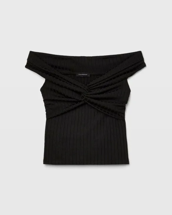 Club Monaco Tops Open VNeck Twist Top Black 8211 Women