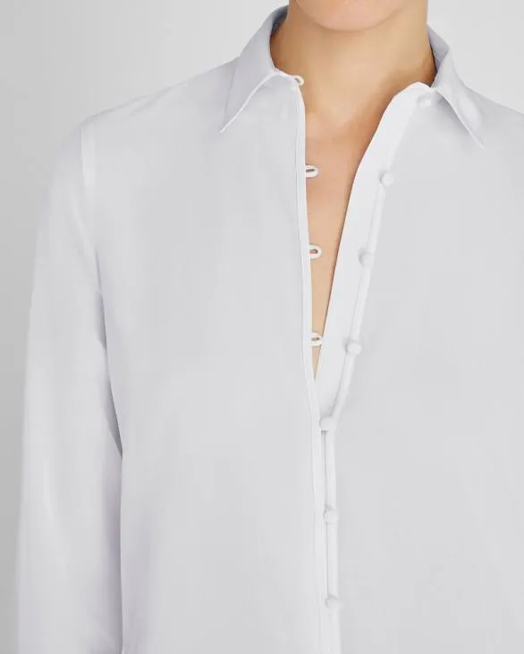 Club Monaco Tops Silk CoveredButton Blouse Sky Light 8211 Women