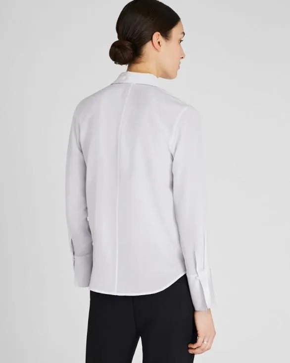 Club Monaco Tops Silk CoveredButton Blouse Sky Light 8211 Women