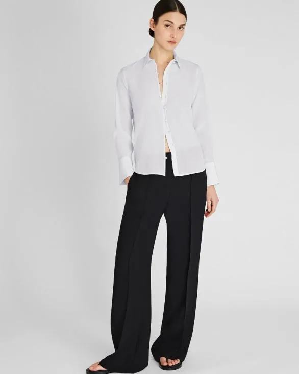Club Monaco Tops Silk CoveredButton Blouse Sky Light 8211 Women