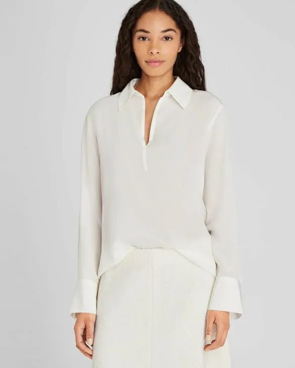 Club Monaco Tops Silk Popover Shirt White 8211 Women