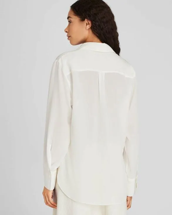 Club Monaco Tops Silk Popover Shirt White 8211 Women
