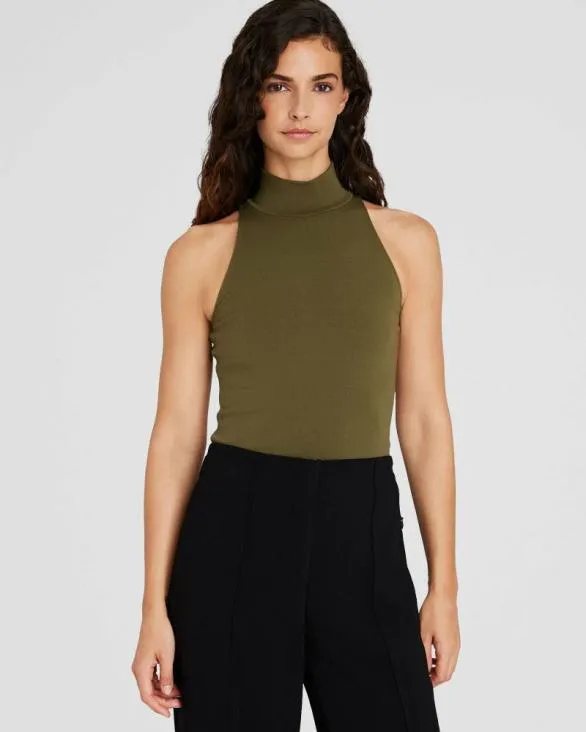 Club Monaco Tops Sleeveless Mockneck Top Peat Moss 8211 Women