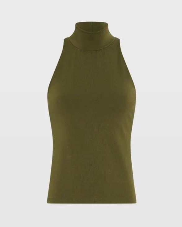 Club Monaco Tops Sleeveless Mockneck Top Peat Moss 8211 Women