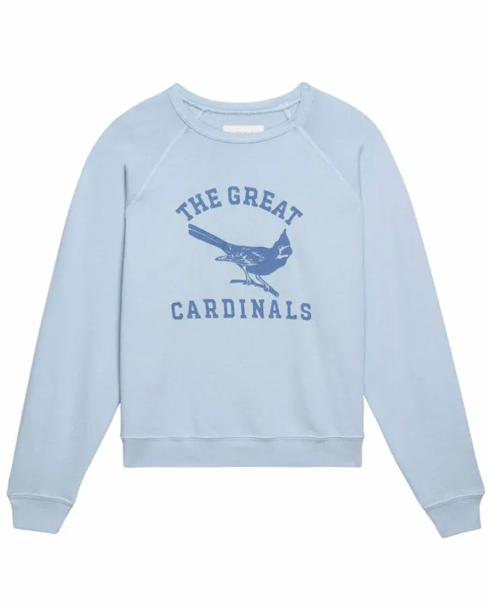 CollectionTees and Sweats The Great The Shrunken Sweatshirt Light Sky With Perched Cardinal Graphic