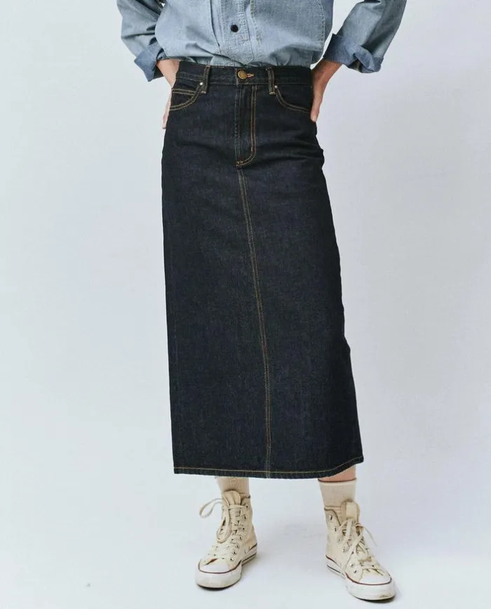 Collection The Great The Column Skirt Midnight Rinse