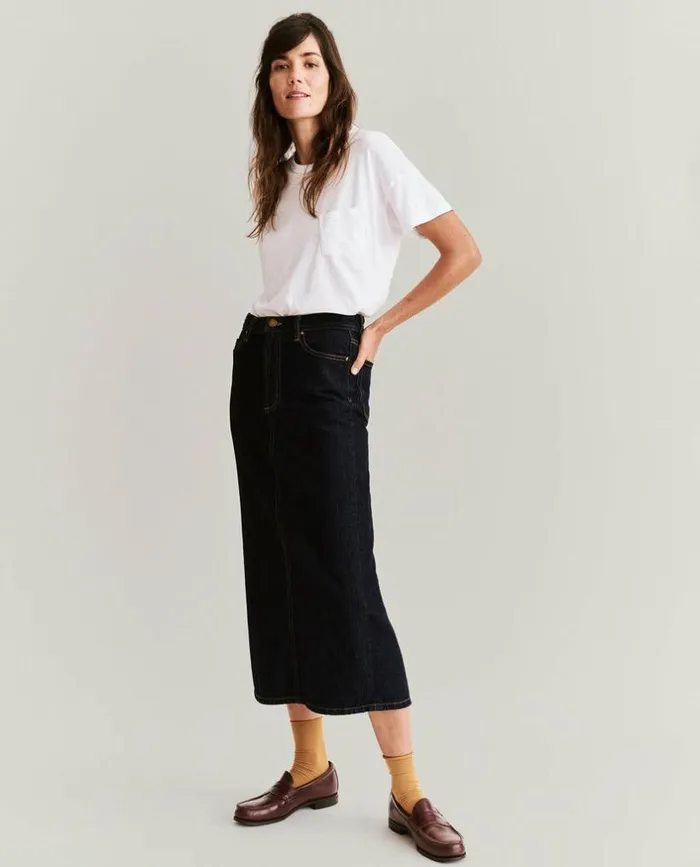 Collection The Great The Column Skirt Midnight Rinse