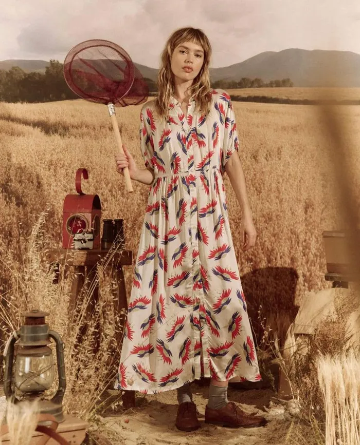 Collection The Great The Raven Dress White Birds Of Paradise Print