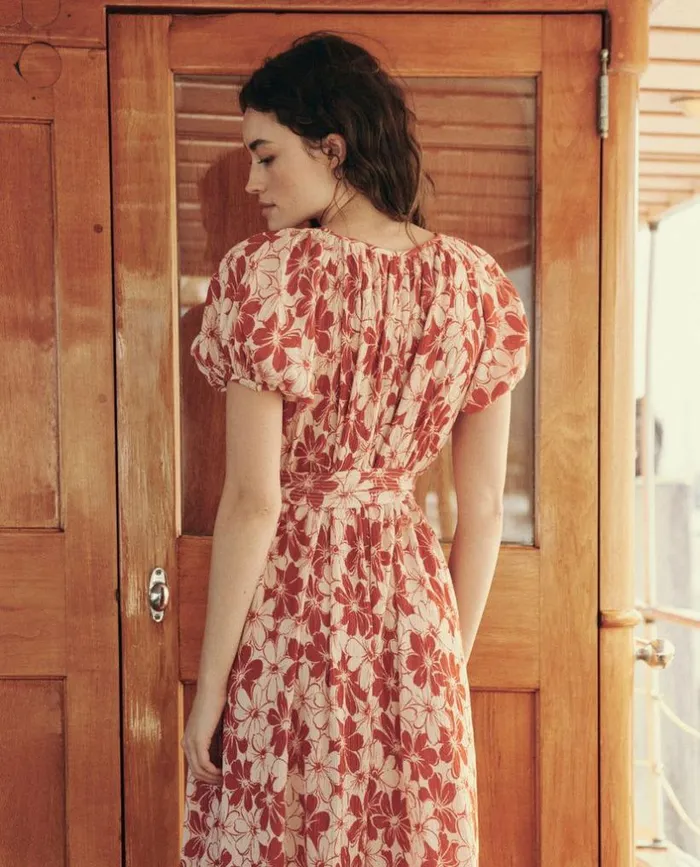 Collection The Great The Seascape Dress Burnt Red Hibiscus Flower