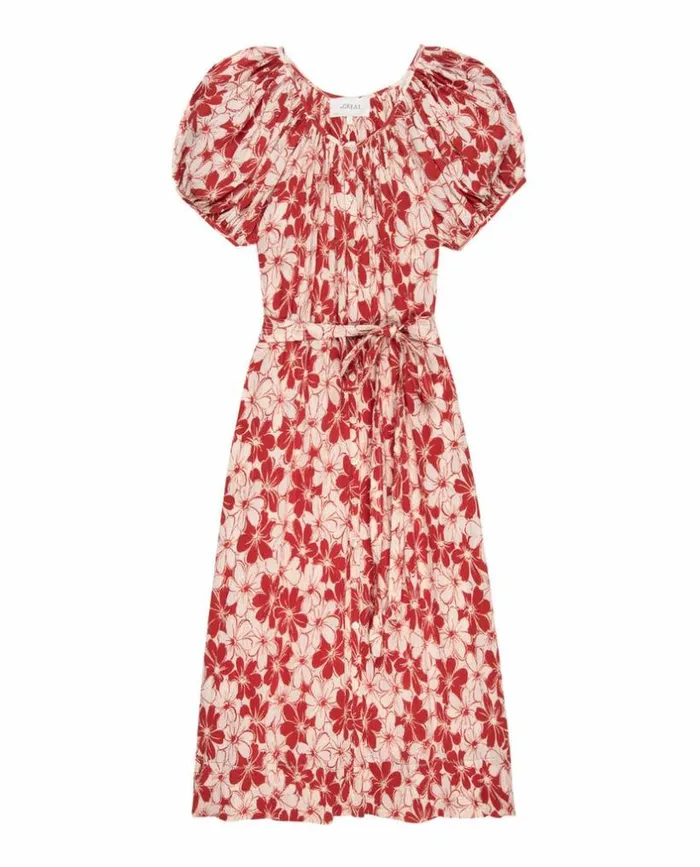 Collection The Great The Seascape Dress Burnt Red Hibiscus Flower