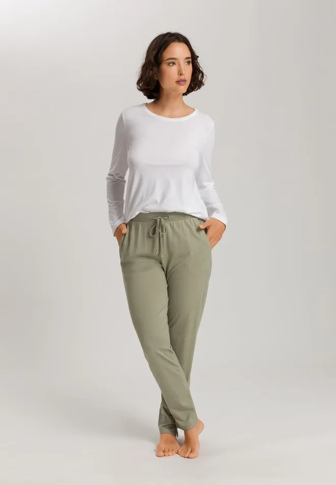 Cotton Blend Drawstring Pants Crystal Green Women HANRO Pajama Bottoms
