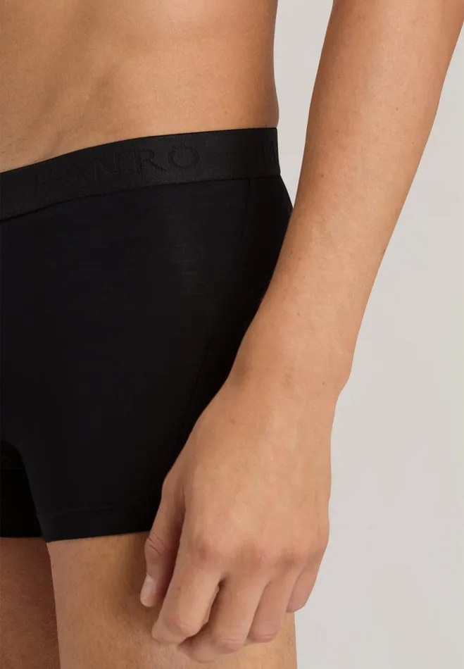 Cotton Boxer Brief All Black Men HANRO Boxer Briefs