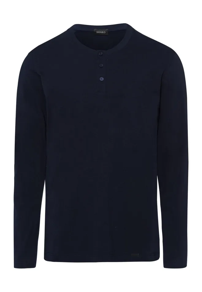 Cotton Henley Top Deep Navy Men HANRO Pajama Tops