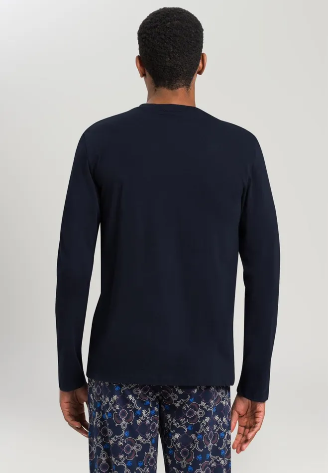Cotton Henley Top Deep Navy Men HANRO Pajama Tops