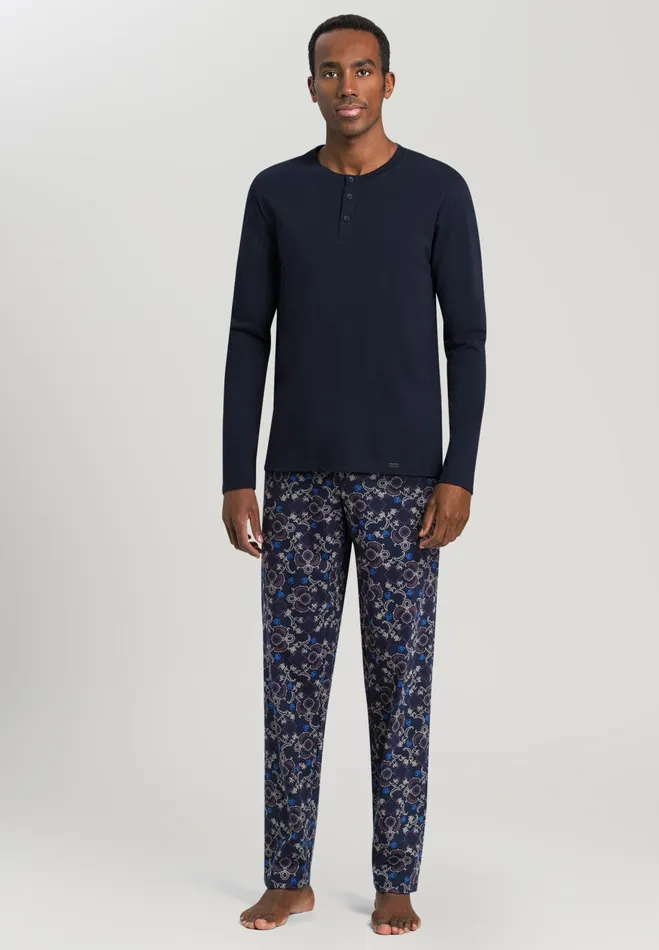 Cotton Henley Top Deep Navy Men HANRO Pajama Tops