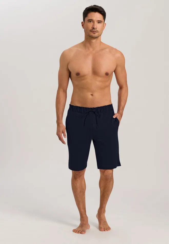 Cotton Knit Drawstring Shorts Black Iris Men HANRO Bottoms