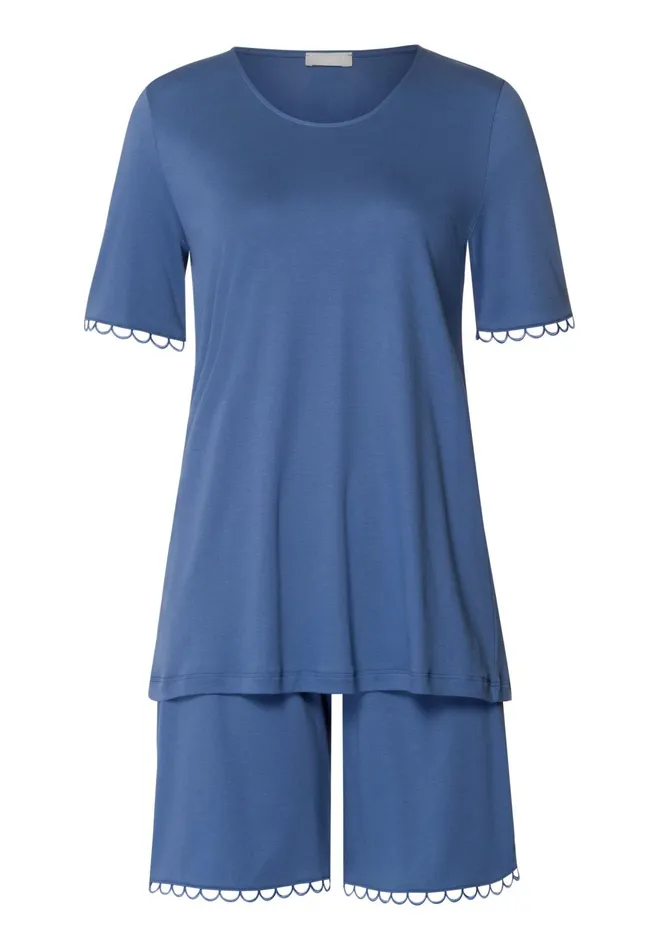 Cotton Pajama Set Slate Blue Women HANRO Pajama Sets