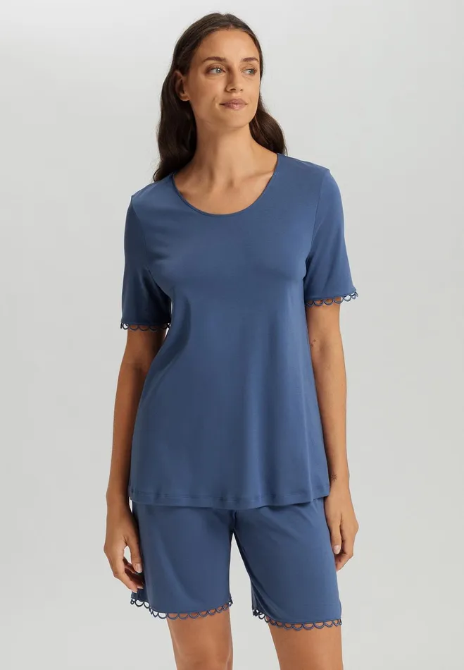 Cotton Pajama Set Slate Blue Women HANRO Pajama Sets