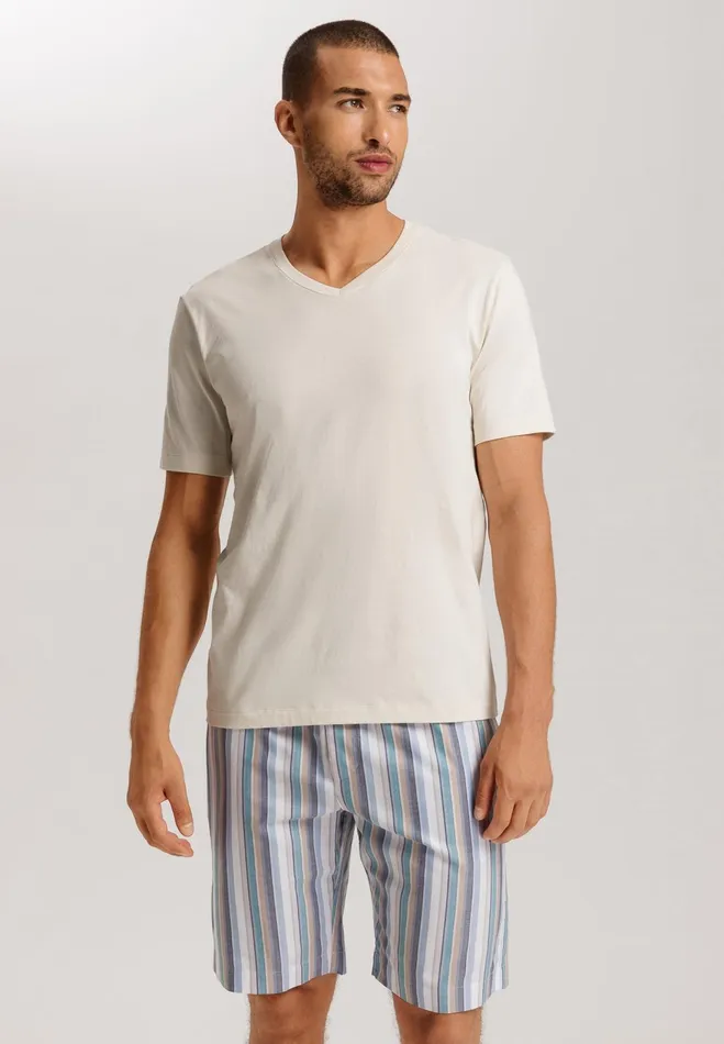 Cotton VNeck TShirt Warm Sand Men HANRO Pajama Tops
