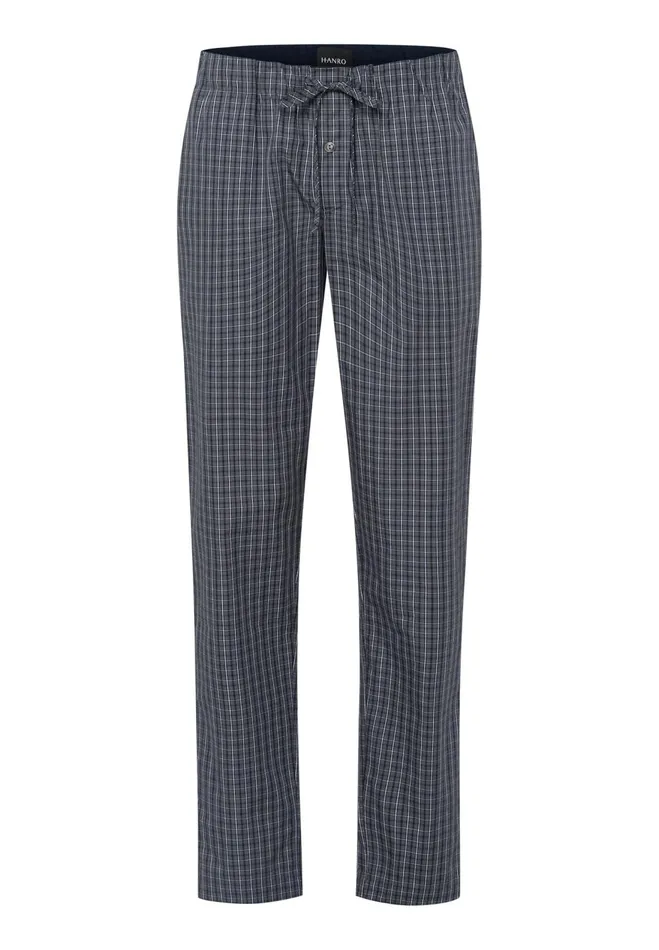 Cotton Woven Drawstring Pants Casual Check Men HANRO Pajama Bottoms