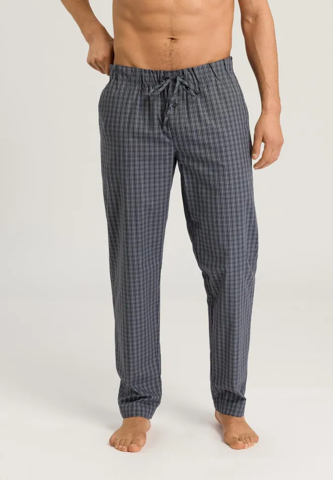 Cotton Woven Drawstring Pants Casual Check Men HANRO Pajama Bottoms