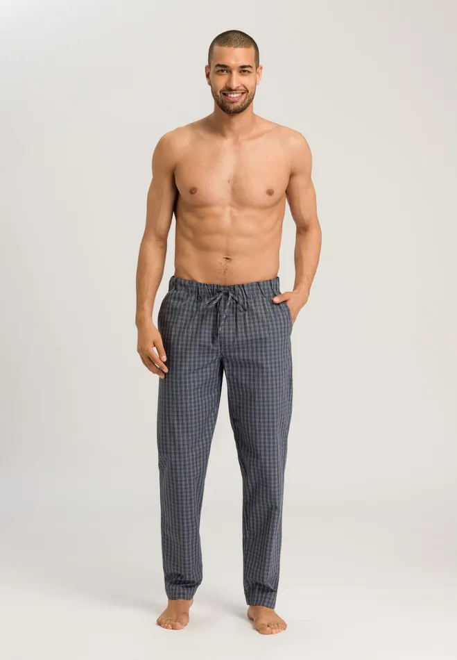 Cotton Woven Drawstring Pants Casual Check Men HANRO Pajama Bottoms