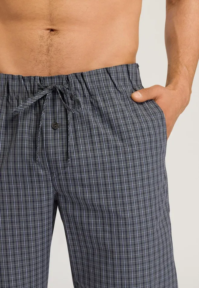 Cotton Woven Drawstring Pants Casual Check Men HANRO Pajama Bottoms