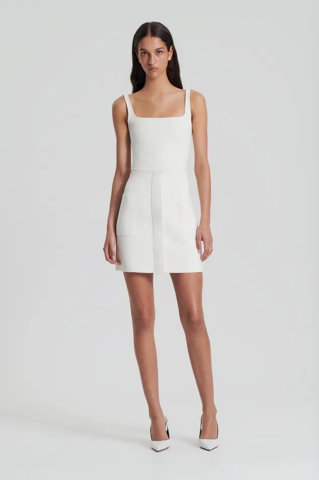 CREPE KNIT POCKET MINI SKIRT CREAM Skirts Scanlan Theodore Women