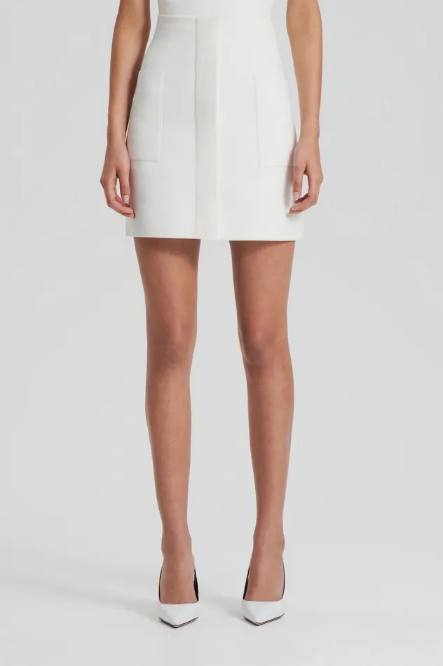CREPE KNIT POCKET MINI SKIRT CREAM Skirts Scanlan Theodore Women