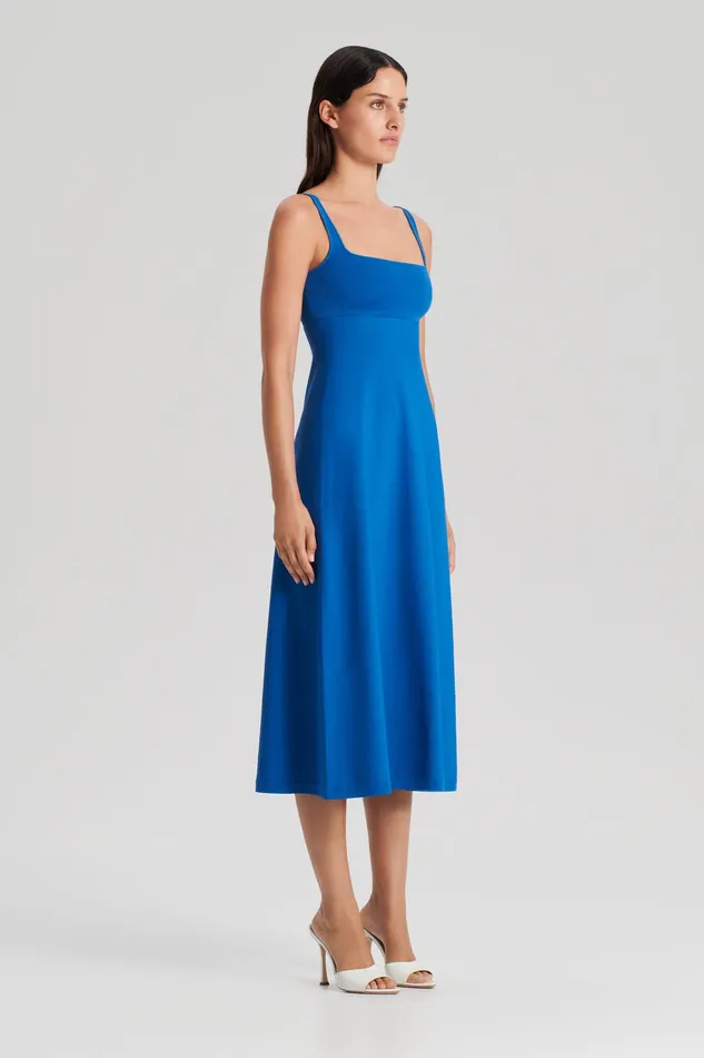 CREPE KNIT SQUARE NECK DRESS PRUSSIANBLUE Women Dresses Scanlan Theodore CREPE KNIT SQUARE NECK DRESS PRUSSIANBLUE Women Dresses Scanlan Theodore