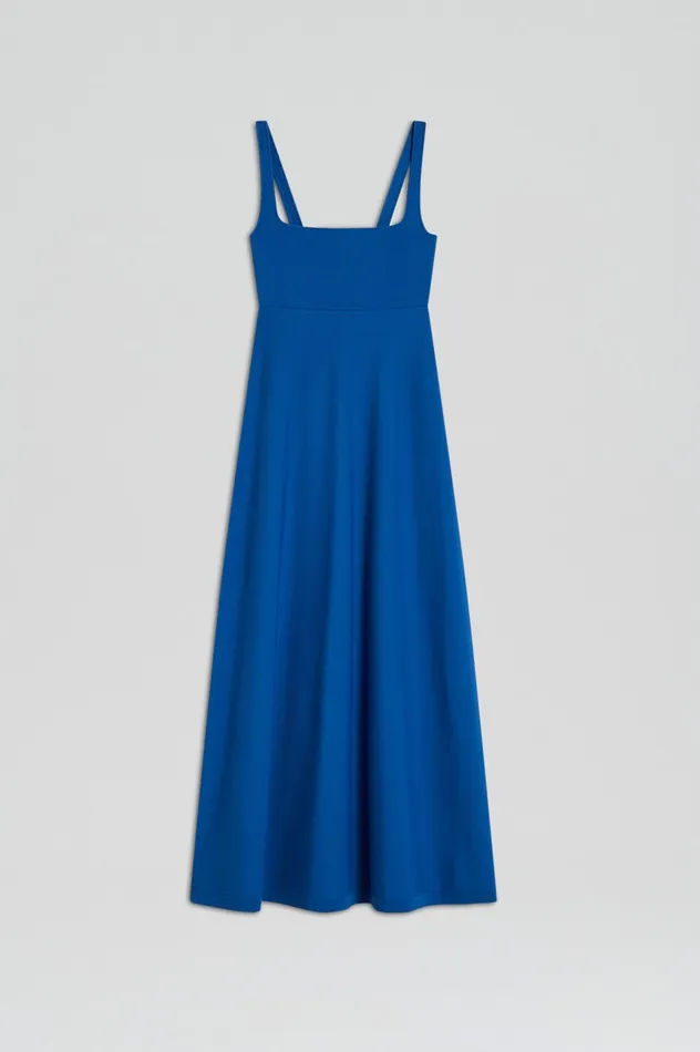 CREPE KNIT SQUARE NECK DRESS PRUSSIANBLUE Women Dresses Scanlan Theodore CREPE KNIT SQUARE NECK DRESS PRUSSIANBLUE Women Dresses Scanlan Theodore
