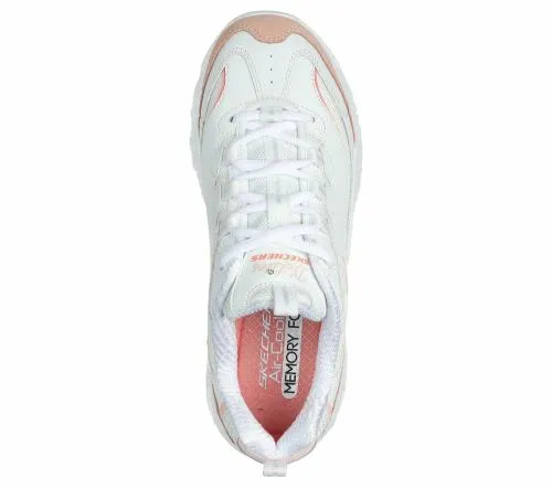 D039Lites 8211 New Heat White Orange Women SKECHERS Lace Up