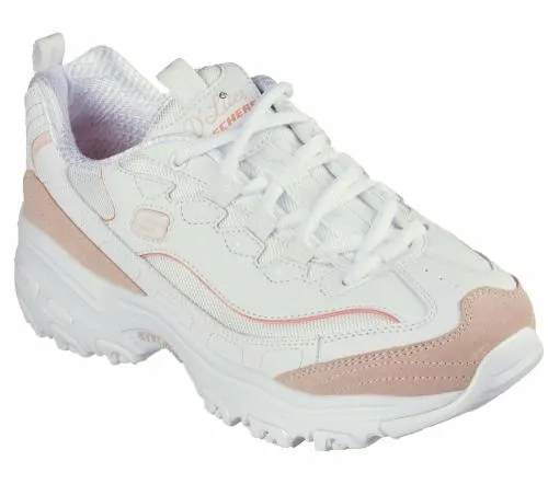 D039Lites 8211 New Heat White Orange Women SKECHERS Lace Up