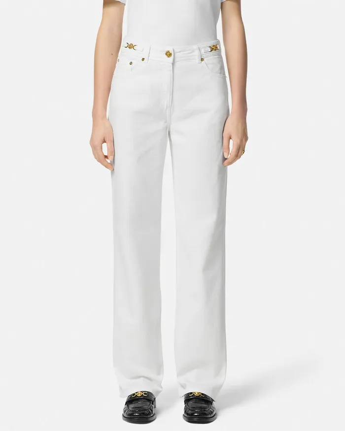 Denim Women Versace Medusa 03995 RegularFit Jeans White